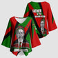 Jomo Kenyatta Kimono Sleeve Blouse Patriotic Colors Design and Father of the Kenyan Nation Tribute - African Pride