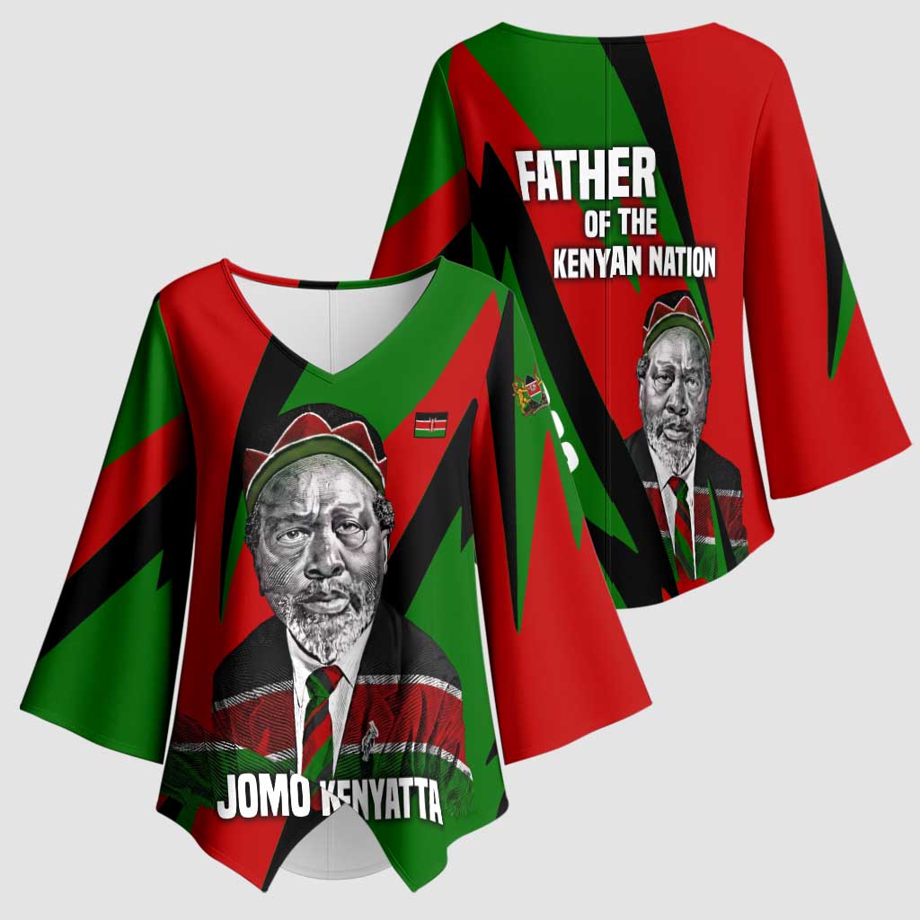 Jomo Kenyatta Kimono Sleeve Blouse Patriotic Colors Design and Father of the Kenyan Nation Tribute - African Pride
