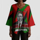 Jomo Kenyatta Kimono Sleeve Blouse Patriotic Colors Design and Father of the Kenyan Nation Tribute - African Pride