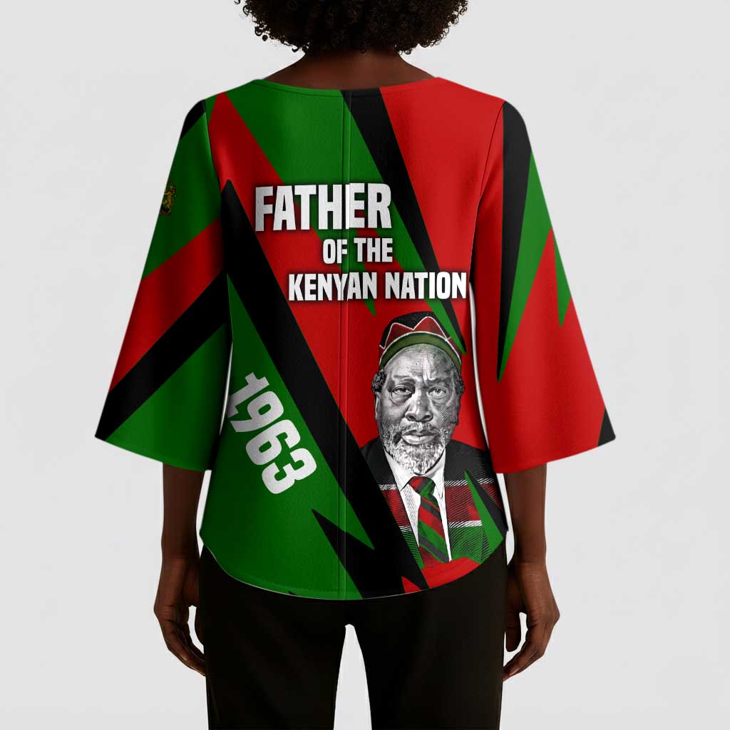 Jomo Kenyatta Kimono Sleeve Blouse Patriotic Colors Design and Father of the Kenyan Nation Tribute - African Pride