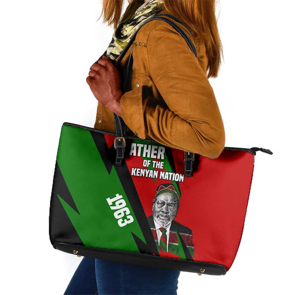 Jomo Kenyatta Leather Tote Bag Patriotic Colors Design and Father of the Kenyan Nation Tribute - African Pride