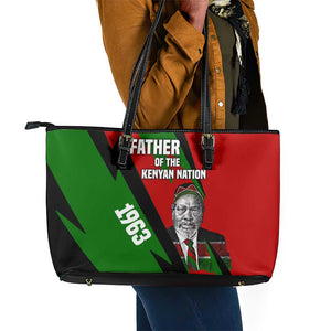 Jomo Kenyatta Leather Tote Bag Patriotic Colors Design and Father of the Kenyan Nation Tribute - African Pride