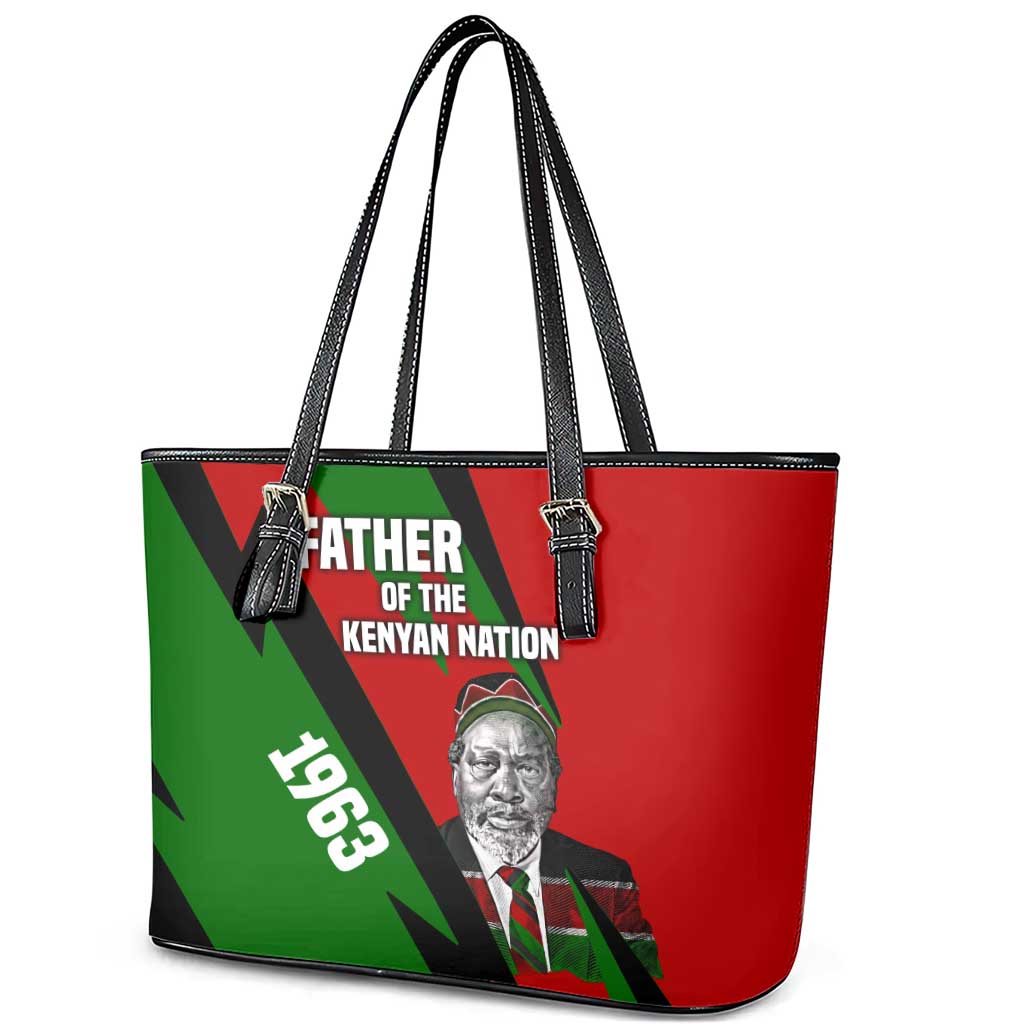 Jomo Kenyatta Leather Tote Bag Patriotic Colors Design and Father of the Kenyan Nation Tribute - African Pride