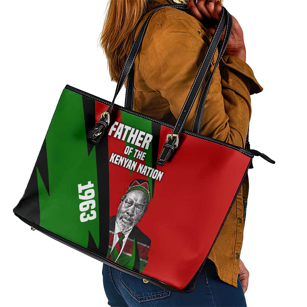 Jomo Kenyatta Leather Tote Bag Patriotic Colors Design and Father of the Kenyan Nation Tribute - African Pride