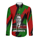 Jomo Kenyatta Long Sleeve Button Shirt Patriotic Colors Design and Father of the Kenyan Nation Tribute - African Pride