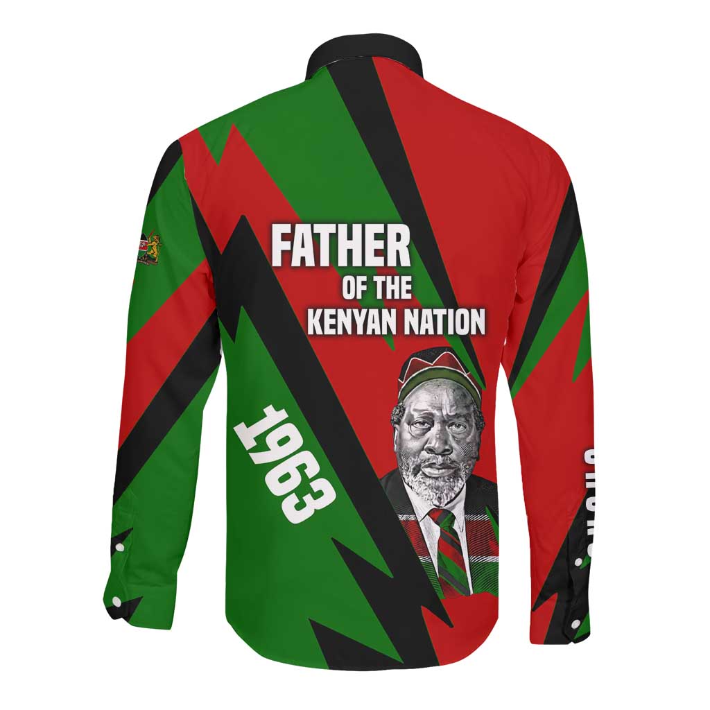 Jomo Kenyatta Long Sleeve Button Shirt Patriotic Colors Design and Father of the Kenyan Nation Tribute - African Pride