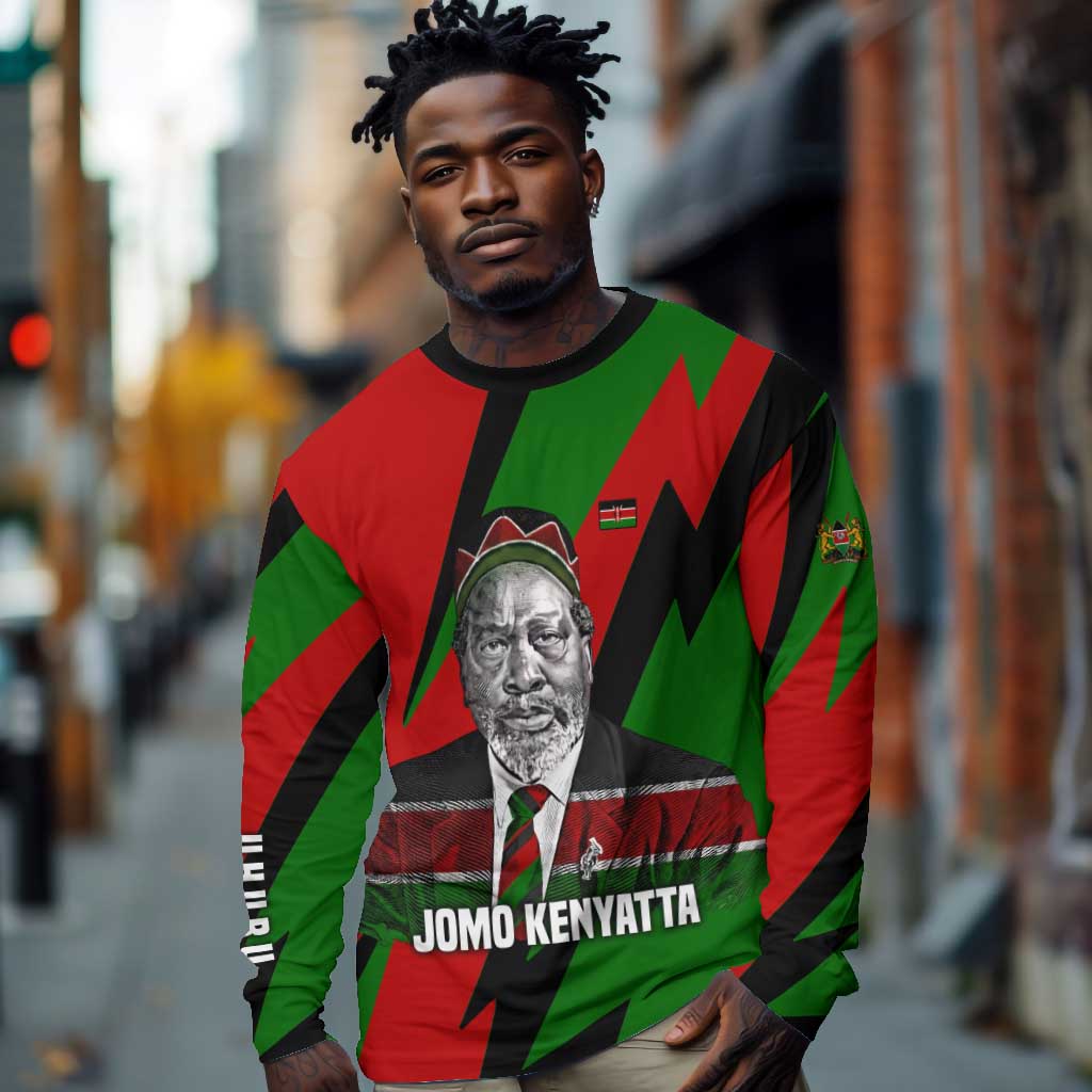 Jomo Kenyatta Long Sleeve Shirt Patriotic Colors Design and Father of the Kenyan Nation Tribute - African Pride