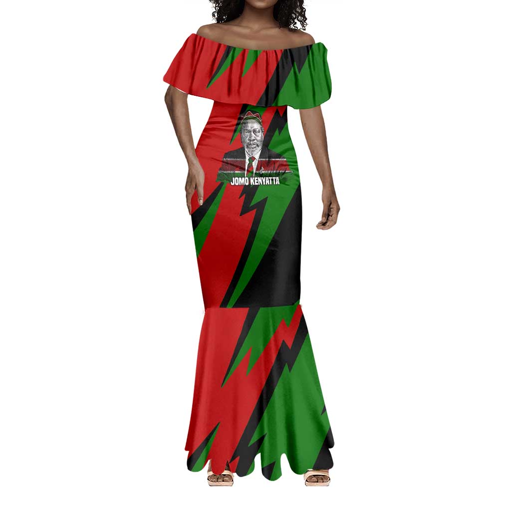 Jomo Kenyatta Mermaid Dress Patriotic Colors Design and Father of the Kenyan Nation Tribute - African Pride