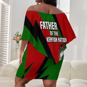 Jomo Kenyatta Off Shoulder Short Dress Patriotic Colors Design and Father of the Kenyan Nation Tribute - African Pride