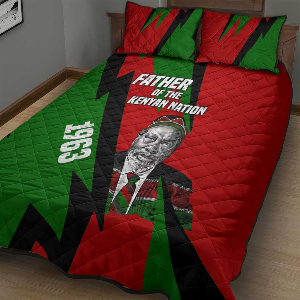 Jomo Kenyatta Quilt Bed Set Patriotic Colors Design and Father of the Kenyan Nation Tribute - African Pride