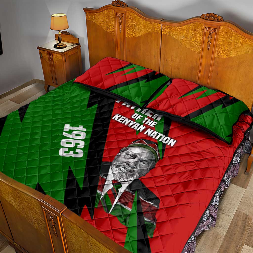 Jomo Kenyatta Quilt Bed Set Patriotic Colors Design and Father of the Kenyan Nation Tribute - African Pride