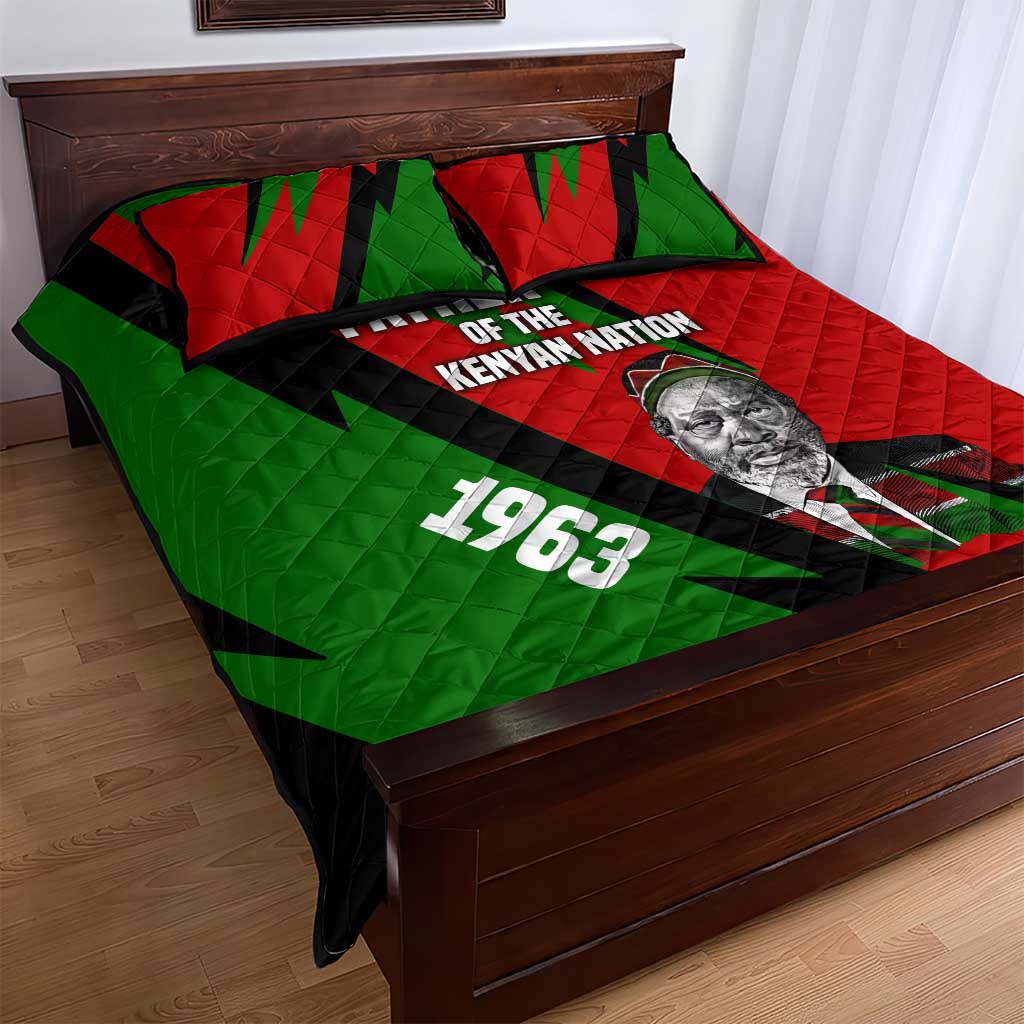 Jomo Kenyatta Quilt Bed Set Patriotic Colors Design and Father of the Kenyan Nation Tribute - African Pride