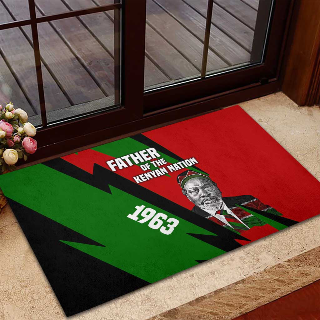 Jomo Kenyatta Rubber Doormat Patriotic Colors Design and Father of the Kenyan Nation Tribute - African Pride