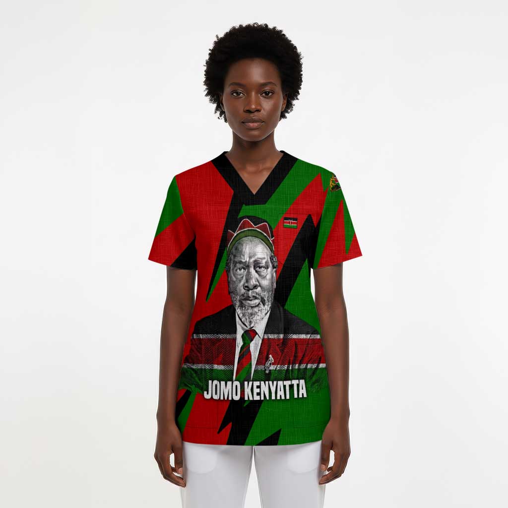 Jomo Kenyatta Scrub Top Patriotic Colors Design and Father of the Kenyan Nation Tribute - African Pride