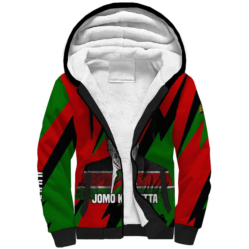 Jomo Kenyatta Sherpa Hoodie Patriotic Colors Design and Father of the Kenyan Nation Tribute - African Pride