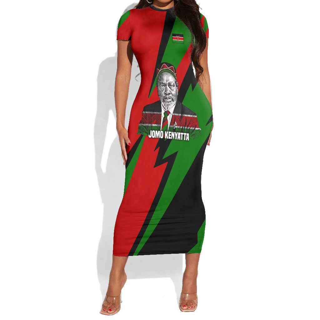Jomo Kenyatta Short Sleeve Bodycon Dress Patriotic Colors Design and Father of the Kenyan Nation Tribute - African Pride