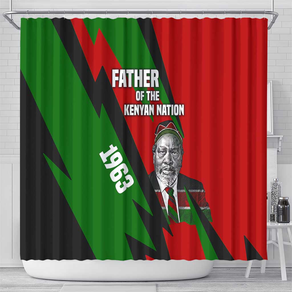 Jomo Kenyatta Shower Curtain Patriotic Colors Design and Father of the Kenyan Nation Tribute - African Pride