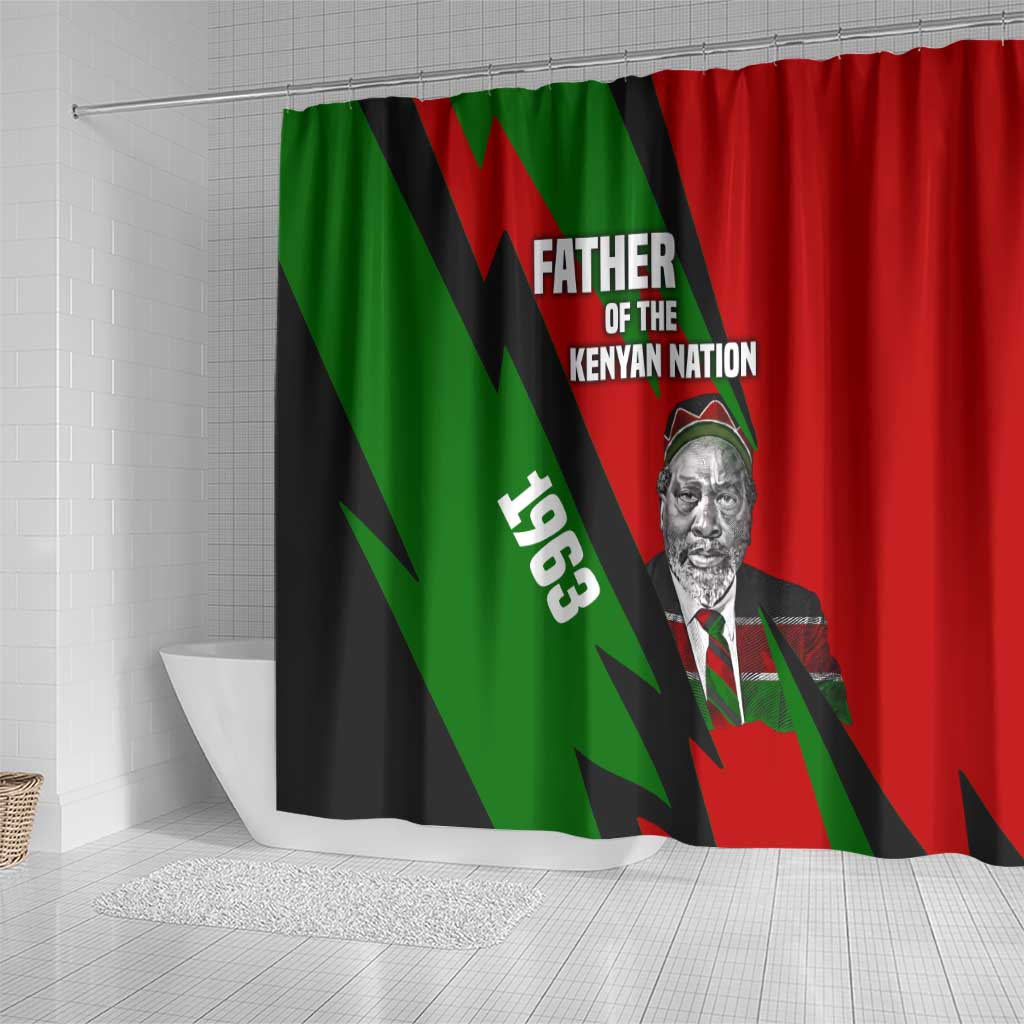 Jomo Kenyatta Shower Curtain Patriotic Colors Design and Father of the Kenyan Nation Tribute - African Pride