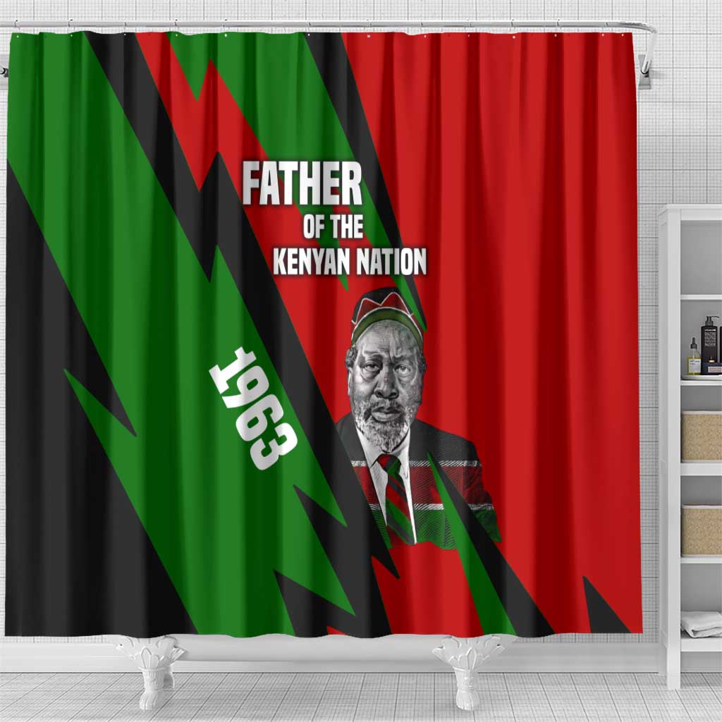 Jomo Kenyatta Shower Curtain Patriotic Colors Design and Father of the Kenyan Nation Tribute - African Pride