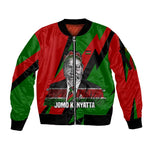 Jomo Kenyatta Sleeve Zip Bomber Jacket Patriotic Colors Design and Father of the Kenyan Nation Tribute - African Pride