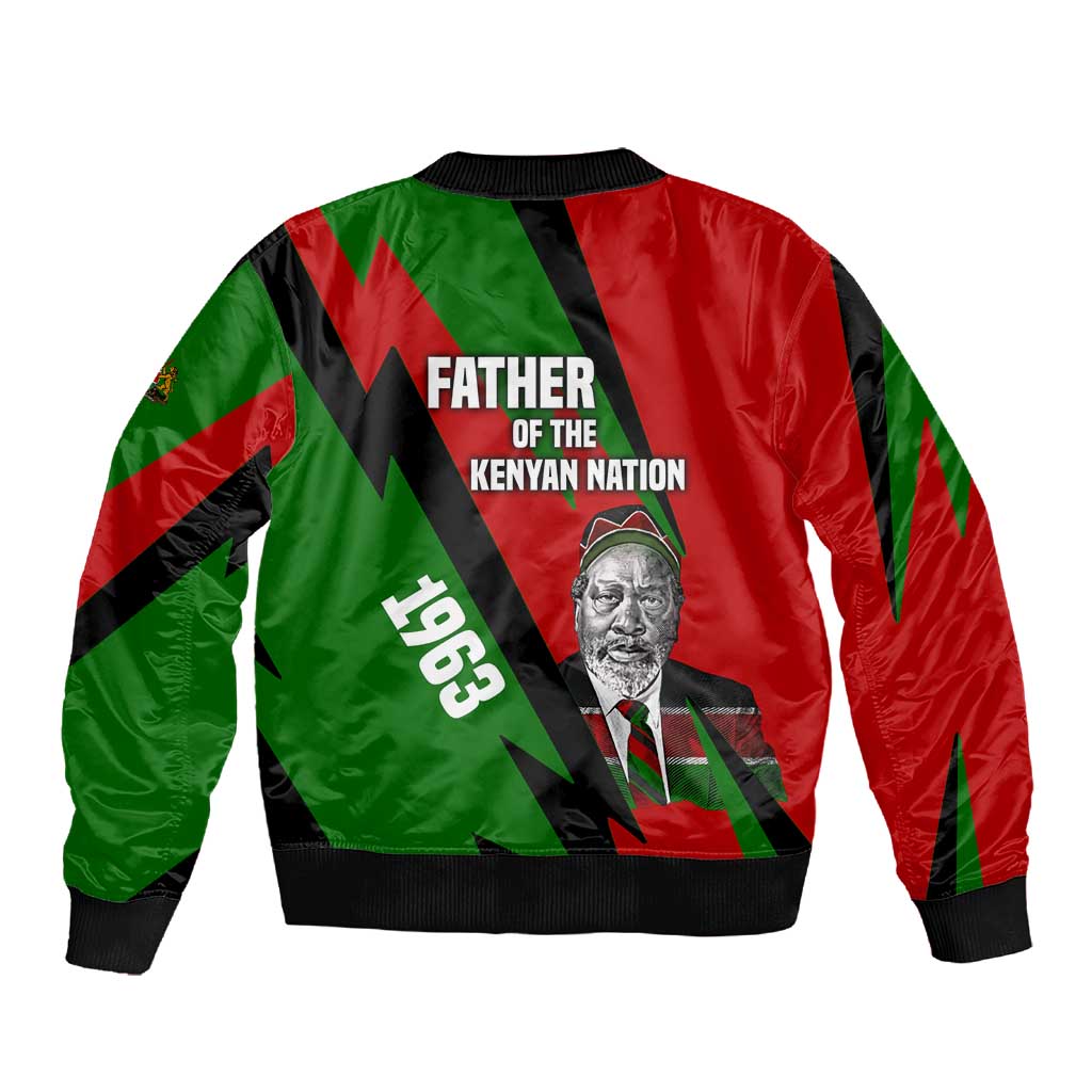 Jomo Kenyatta Sleeve Zip Bomber Jacket Patriotic Colors Design and Father of the Kenyan Nation Tribute - African Pride