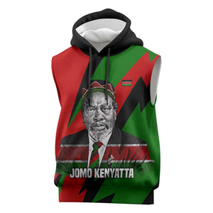 Jomo Kenyatta Sleeveless Hoodie Patriotic Colors Design and Father of the Kenyan Nation Tribute - African Pride