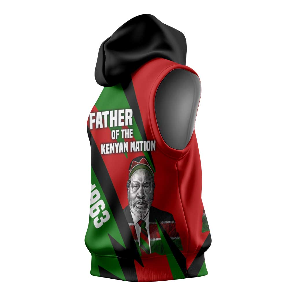 Jomo Kenyatta Sleeveless Hoodie Patriotic Colors Design and Father of the Kenyan Nation Tribute - African Pride