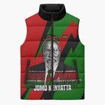 Jomo Kenyatta Sleeveless Puffer Jacket Patriotic Colors Design and Father of the Kenyan Nation Tribute - African Pride