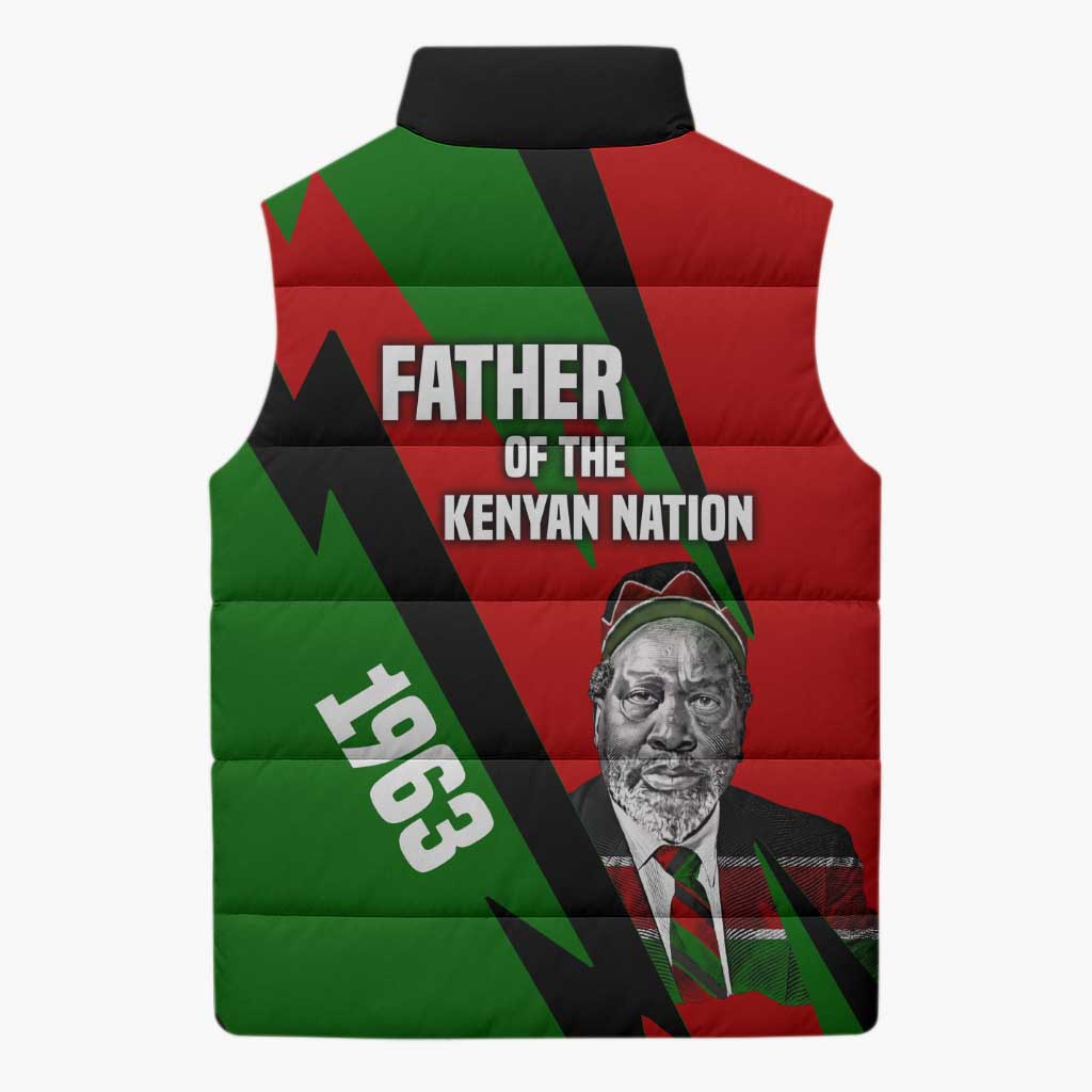 Jomo Kenyatta Sleeveless Puffer Jacket Patriotic Colors Design and Father of the Kenyan Nation Tribute - African Pride