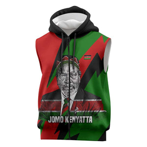 Jomo Kenyatta Sleeveless Zip Hoodie Patriotic Colors Design and Father of the Kenyan Nation Tribute - African Pride