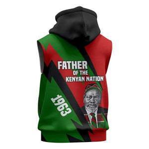 Jomo Kenyatta Sleeveless Zip Hoodie Patriotic Colors Design and Father of the Kenyan Nation Tribute - African Pride