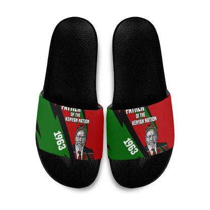 Jomo Kenyatta Slide Sandals Patriotic Colors Design and Father of the Kenyan Nation Tribute - African Pride