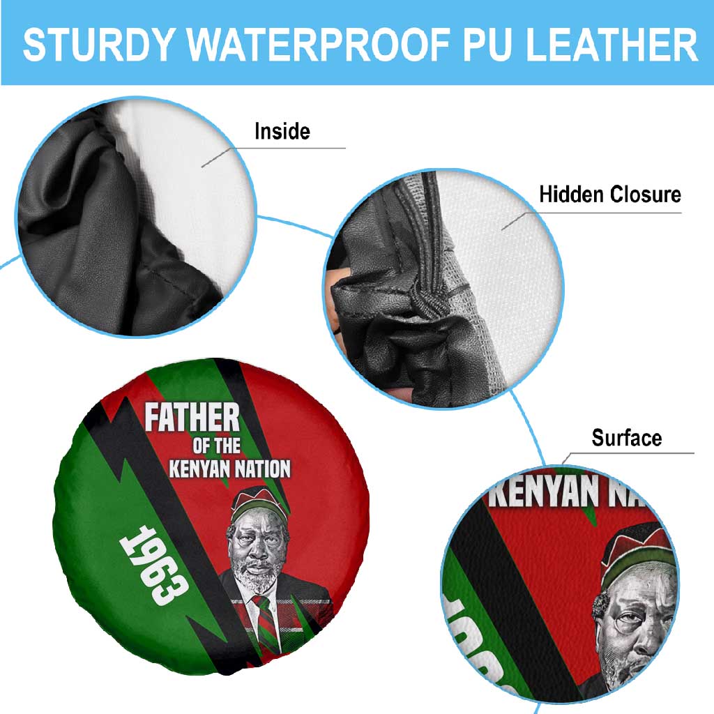 Jomo Kenyatta Spare Tire Cover Patriotic Colors Design and Father of the Kenyan Nation Tribute - African Pride