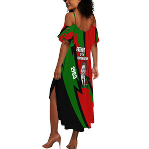 Jomo Kenyatta Summer Maxi Dress Patriotic Colors Design and Father of the Kenyan Nation Tribute - African Pride