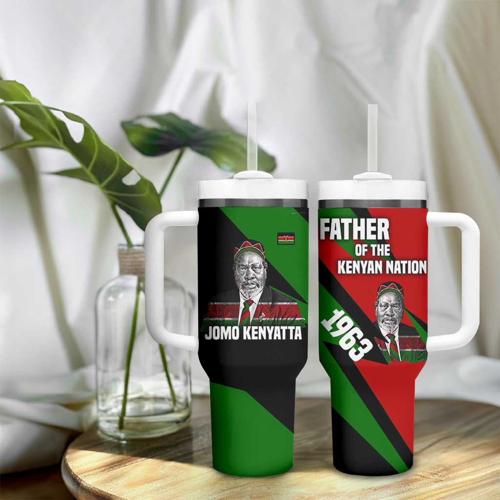 Jomo Kenyatta Tumbler With Handle Patriotic Colors Design and Father of the Kenyan Nation Tribute - African Pride