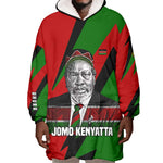 Jomo Kenyatta Wearable Blanket Hoodie Patriotic Colors Design and Father of the Kenyan Nation Tribute - African Pride