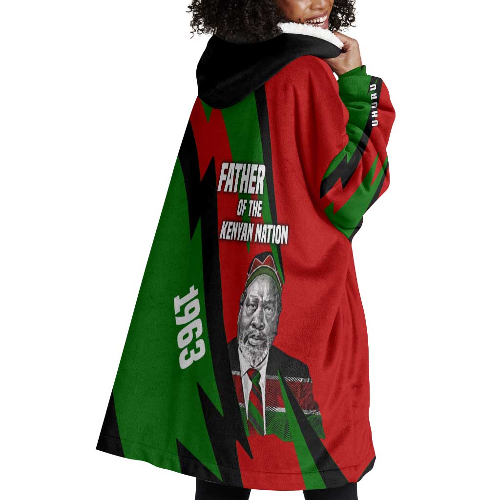 Jomo Kenyatta Wearable Blanket Hoodie Patriotic Colors Design and Father of the Kenyan Nation Tribute - African Pride
