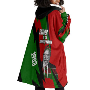 Jomo Kenyatta Wearable Blanket Hoodie Patriotic Colors Design and Father of the Kenyan Nation Tribute - African Pride