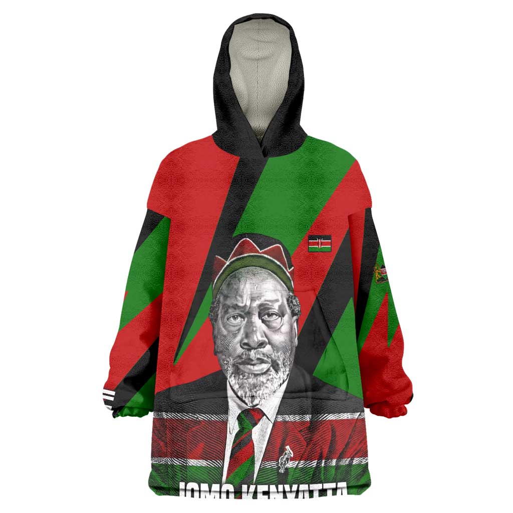 Jomo Kenyatta Wearable Blanket Hoodie Patriotic Colors Design and Father of the Kenyan Nation Tribute - African Pride