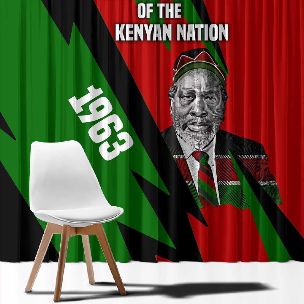 Jomo Kenyatta Window Curtain Patriotic Colors Design and Father of the Kenyan Nation Tribute - African Pride