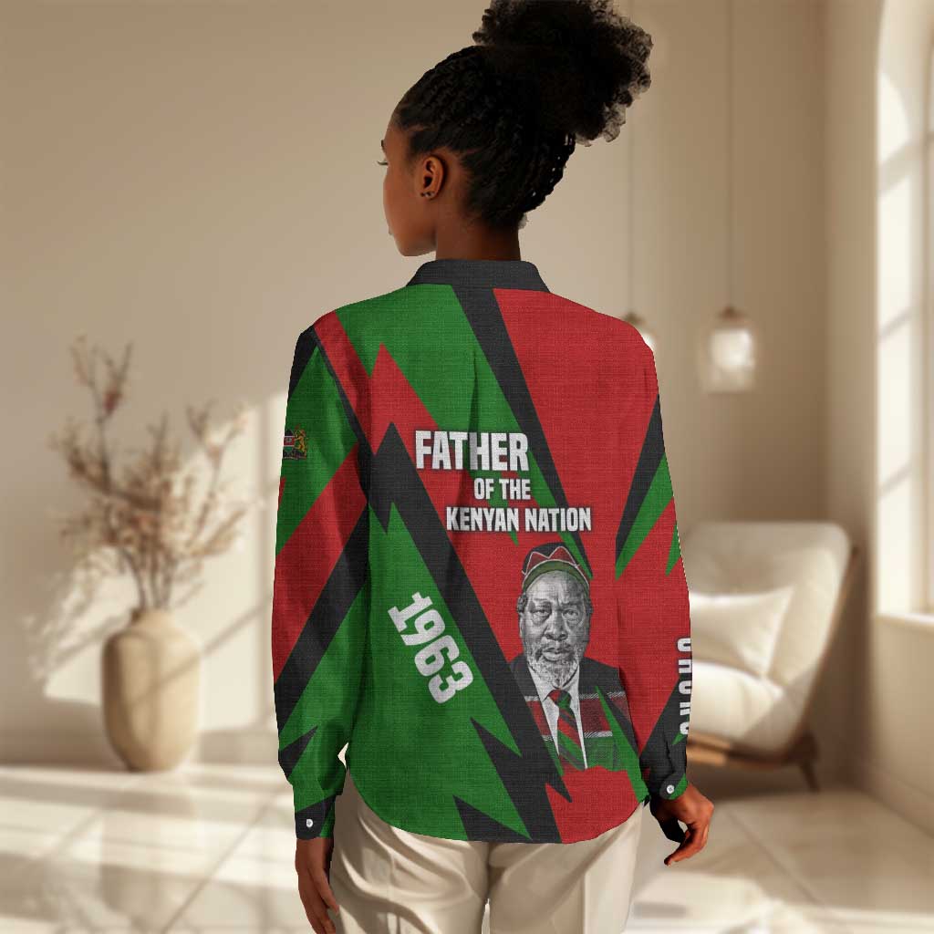 Jomo Kenyatta Women Casual Shirt Patriotic Colors Design and Father of the Kenyan Nation Tribute - African Pride