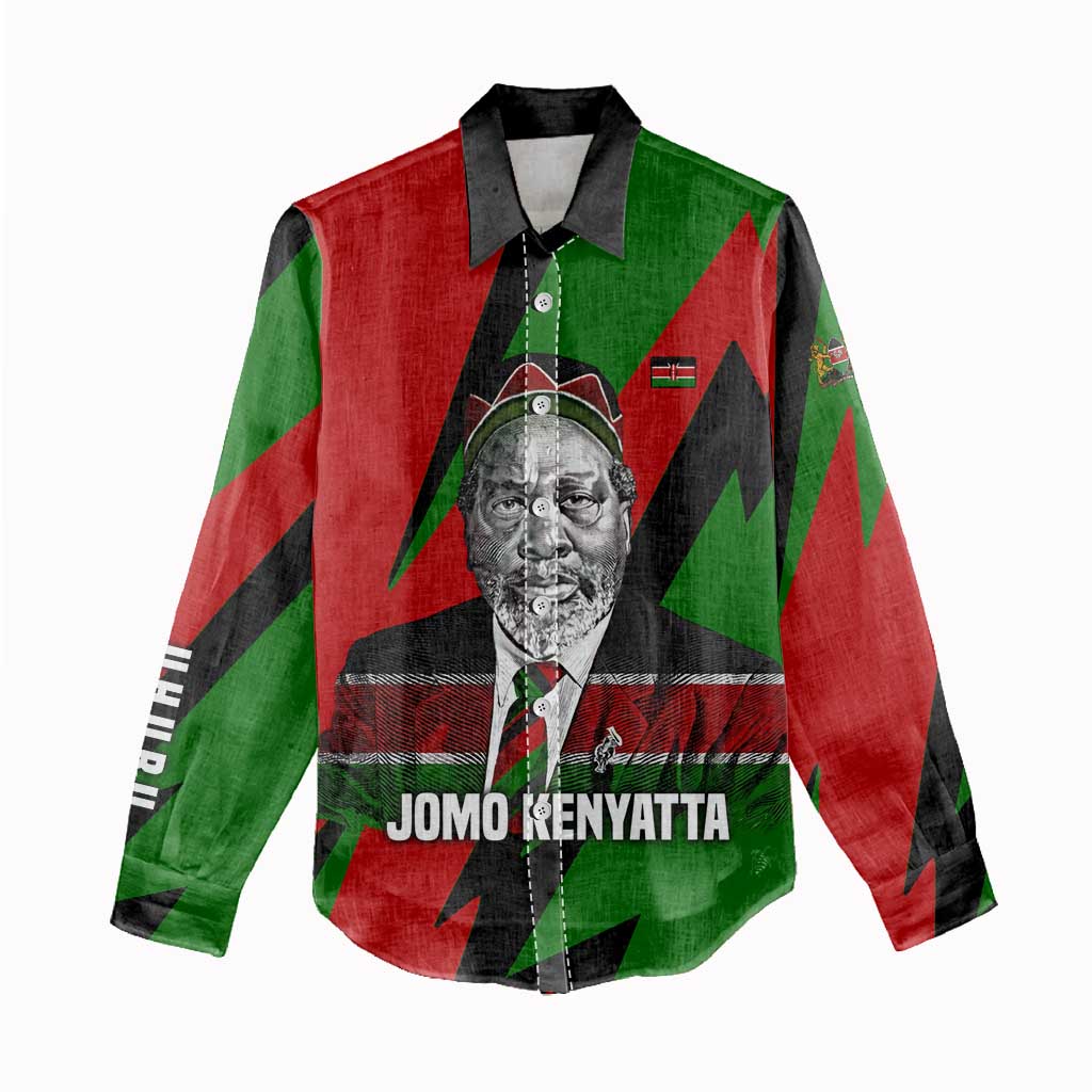 Jomo Kenyatta Women Casual Shirt Patriotic Colors Design and Father of the Kenyan Nation Tribute - African Pride