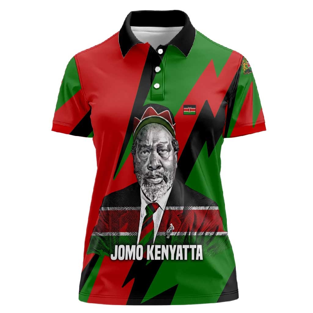 Jomo Kenyatta Women Polo Shirt Patriotic Colors Design and Father of the Kenyan Nation Tribute - African Pride
