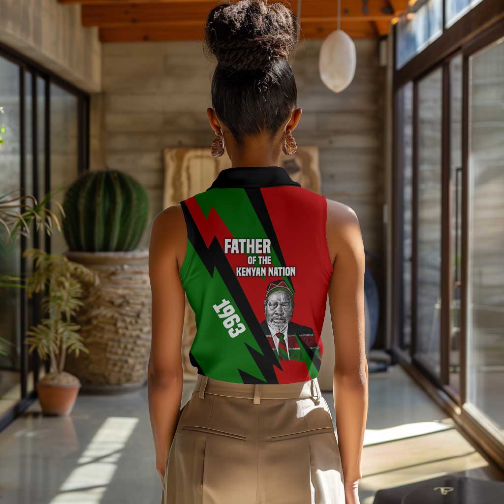Jomo Kenyatta Women Sleeveless Polo Shirt Patriotic Colors Design and Father of the Kenyan Nation Tribute - African Pride