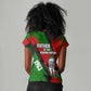 Jomo Kenyatta Women V-Neck T-Shirt Patriotic Colors Design and Father of the Kenyan Nation Tribute - African Pride