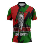 Jomo Kenyatta Zipper Polo Shirt Patriotic Colors Design and Father of the Kenyan Nation Tribute - African Pride