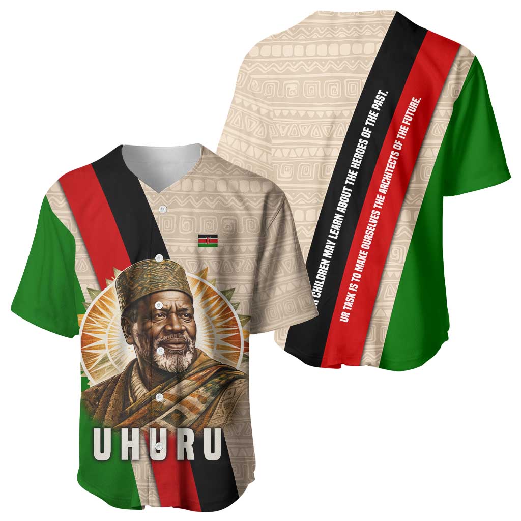 Jomo Kenyatta Baseball Jersey Uhuru and Kenyan Heritage Quote Tribute - African Pride