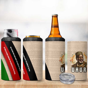Jomo Kenyatta 4 in 1 Can Cooler Tumbler Uhuru and Kenyan Heritage Quote Tribute - African Pride