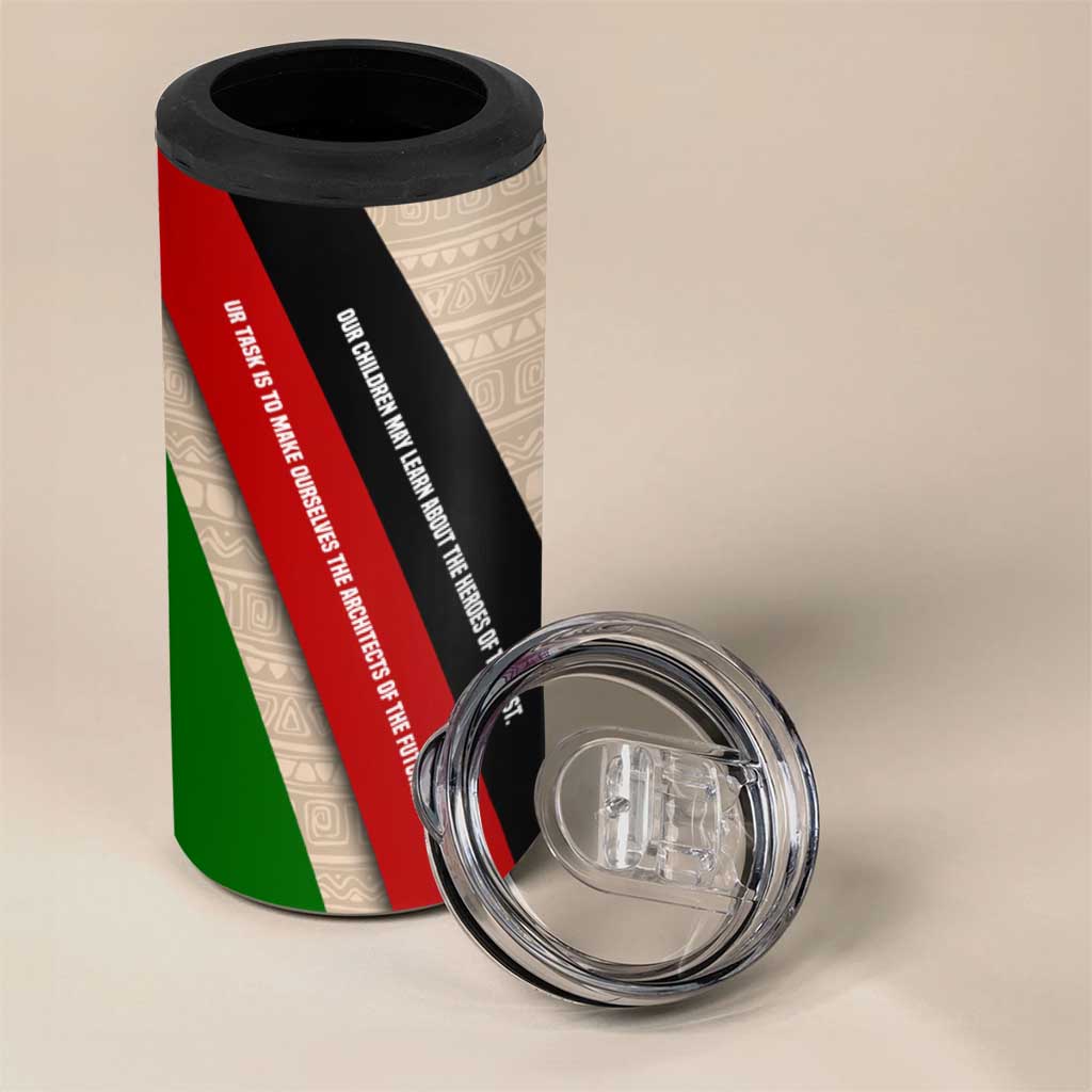 Jomo Kenyatta 4 in 1 Can Cooler Tumbler Uhuru and Kenyan Heritage Quote Tribute - African Pride