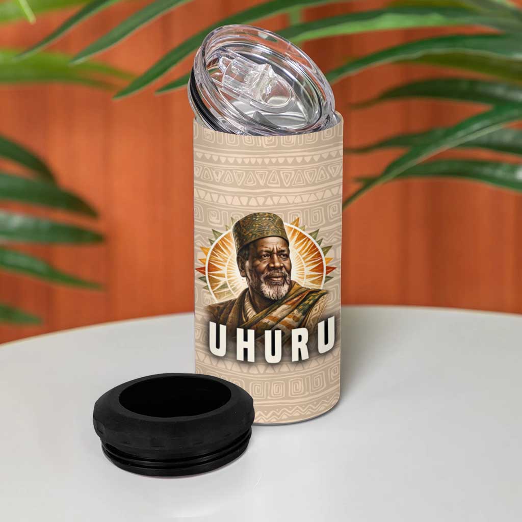 Jomo Kenyatta 4 in 1 Can Cooler Tumbler Uhuru and Kenyan Heritage Quote Tribute - African Pride